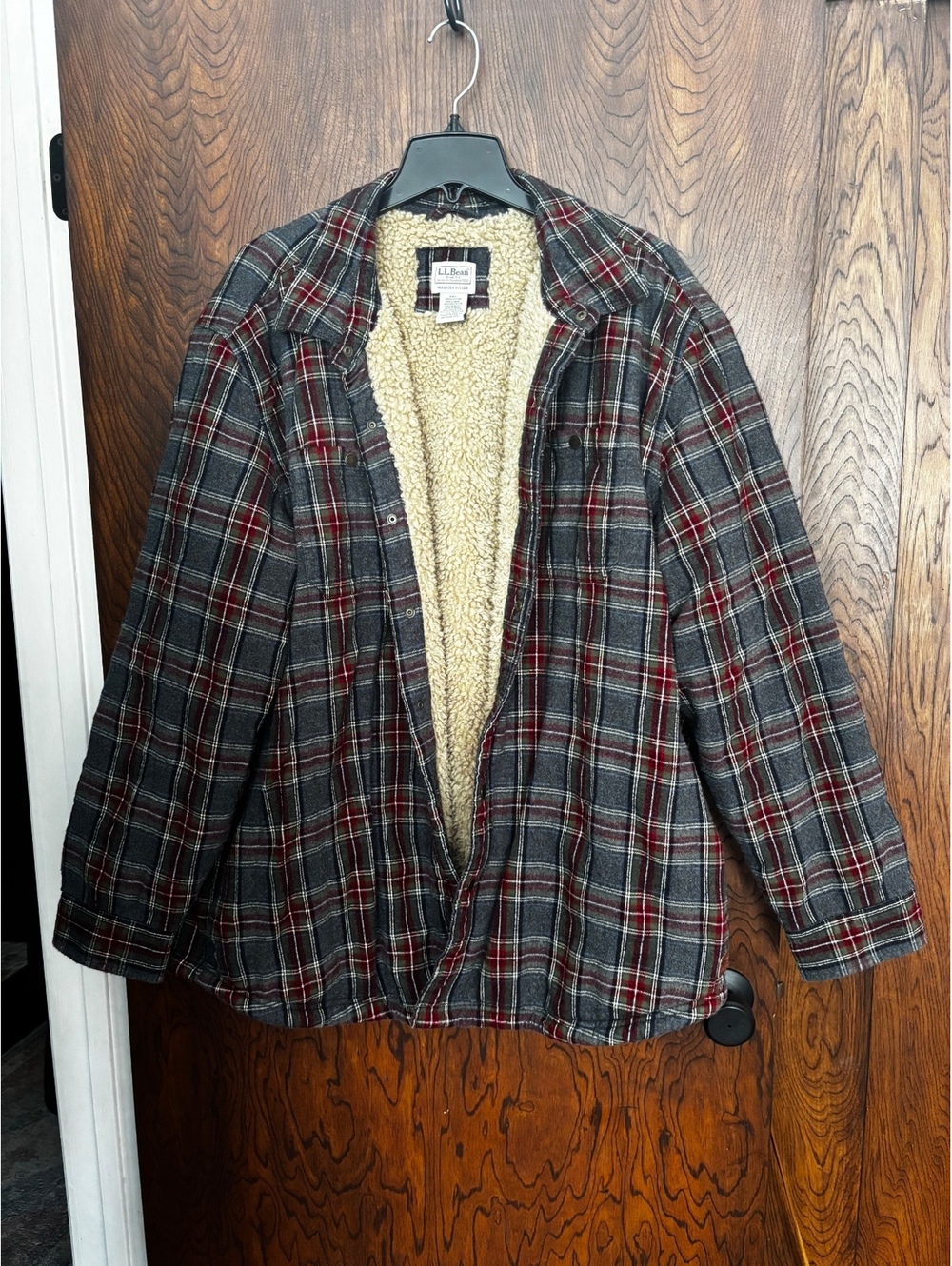 L.L.Bean XXL Slightly Fitted Plaid Sherpa-Lined Shirt Jacket